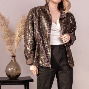 Vintage Y2K brown animal snake skin print jacket